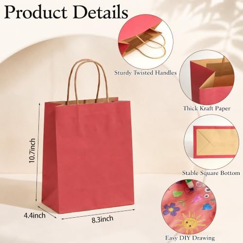 BLEWINDZ 100Pcs Medium Paper Gift Bags with Handles Bulk 10.6×8.2×4.3 In - Image 2