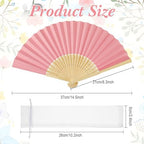 50 Pcs Wedding Folding Paper Fans for Guests Bamboo Folded Hand Fan with Gift Bags Vintage Paper Handheld Fans for Church Wedding Gift Bridal Shower Decorations (Pastel) - Image 2