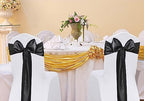 Pack of 50 Satin Black Chair Sashes Bows 7 X 108 Inch Universal Chair Ties Ribbons for Wedding Ceremony Party Banquet Restaurant Event Decorations - Black Chair Sashes 50 Pack - Image 2