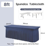 2 pk Navy Blue Spandex Tablecloth 8ft With Ruffle Table Skirt, Wrinkle Free Stretchy Fitted Tablecloths for 8 Foot Rectangle Tables, Elastic Spandex Table Covers 8ft for Weddings Parties Banquet Craft - Image 7