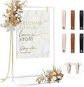Wedding Welcome Sign Stand, 50" Standard Height - White Metal Sign Holder with 6 Leather Straps, Easel Stand for Seating Charts & Event Décor by WEDORA
