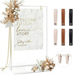 Wedding Welcome Sign Stand, 50" Standard Height - White Metal Sign Holder with 6 Leather Straps, Easel Stand for Seating Charts & Event Décor by WEDORA