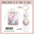 Bulk 12/24 Seashell Pearl Keychain & Thank You Cards for Party Favors - Image 5