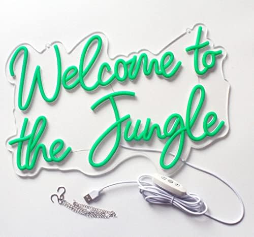 Welcome to the Jungle LED Neon Signs Green Neon Lights for Wall Decor USB Light Up Sign For Garden Home Porch Store Christmas Living Room Bar Decoration(16.5 * 11Inch) - Image 7