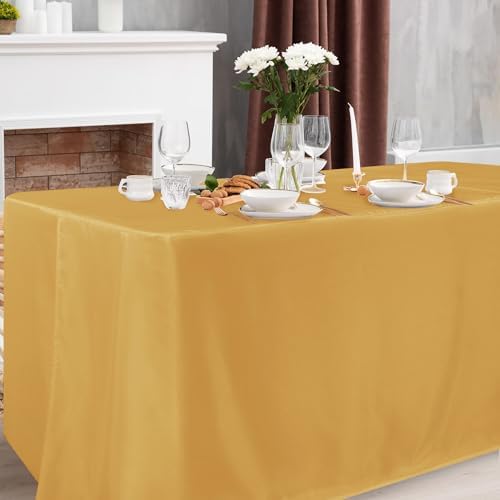Obstal 2 Pack Table Clothes for 6 Foot Rectangle Tables, Gold - Image 2