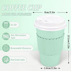 Whaline 100 Pcs Green Disposable Coffee Cups with Lids and Sleeves 16 Oz Light Green Insulated To Go Paper Cups for Home Restaurant Travel Wedding Birthday Baby Shower Party Supplies - Image 2