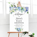 Personalized Light Blue Floral Bridal Shower Welcome Sign, Customized Bridal Luncheon Baby Shower Baptism Celebration Welcome Poster Board Canvas by BlissfulMelodyDesign