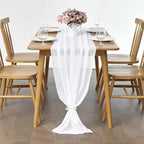 Pufogu 5 Pack 10Ft White Chiffon Table Runner Sheer 29x120 Inch - Image 3
