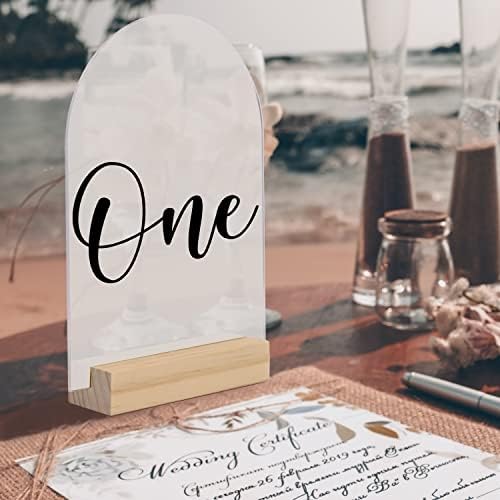 20 Pack Frosted Acrylic Arch Sign with Wood Stand- 5x7 Inch Blank Arch Acrylic Sheets with 4 Inch Wood Base, DIY Frosted Arch Sign Blank for Wedding Table Numbers - Image 6