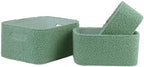 Boucle Nursery Storage Baskets Set of 3, Decorative Nesting Fabric Bins for Shelves, Changing Tables, Dressers and Closets, Baby Toys, Diapers, Clothes, Books, Blankets, Sage Green - Image 2