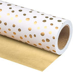 WRAPAHOLIC Jumbo Reversible Wrapping Paper - 30 Inch x 100 Feet Jumbo Roll - Gold Print and Delicate Polka Dots Design for Birthday, Christmas, Wedding, Baby Shower by WRAPAHOLIC