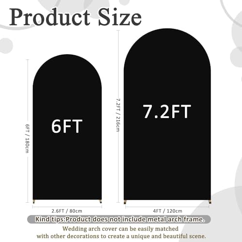 FOTSHARER 6FT 7.2FT Spandex Arch Cover Black Arch Stand Cover Set of 2 Wedding Arch Backdrop Cover for Chiara Wall Party Arch Fabric Cover Balloon Arch Covers Stretchy Backdrop for Halloween Decor - Image 3