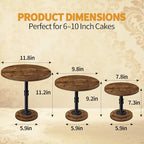 Cake Stand Set of 3, Rustic Industrial Wood Round Cupcake Stands - Image 2