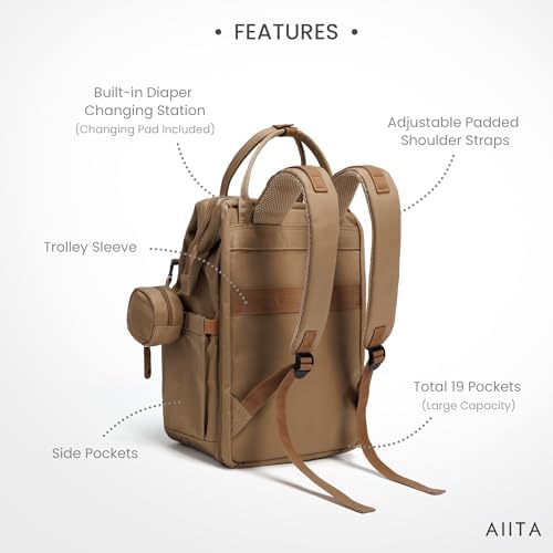 Diaper Bag Backpack, Multifunction Diaper Bag with Changing Station, Stylish Baby Bags, Large Unisex Diaper Backpack for Mom and Dad, Baby Registry Search, Portable Changing Pad – Coffee Brown - Image 3