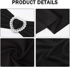 Pack of 120 Spandex Chair Sashes Bows Stretch Chair Cover Band with Buckle Slider Universal Elastic Chair Ties for Wedding Banquet Party Event Decoration (Black) - Image 3