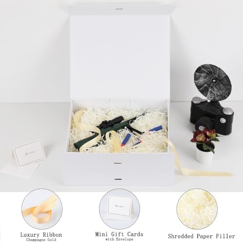 Large Gift Boxes with Lids 5 Pcs 13X11X5.3 In White Magnetic Gift Box Large - Image 2