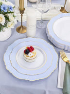 WDF 60pcs Blue Plates Disposable With Gold Rim - Baroque Baby Blue Plastic Party Plates for Wedding/Party/Baby Shower/Spring (Pack of 2) - Image 5