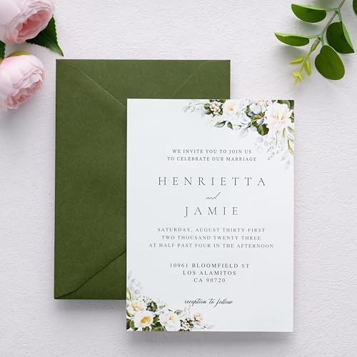 PONATIA A7 Euro Flap Gold Foil Liner Envelopes, Olive Green 5x7 Envelopes - Image 5