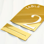 Gold Mirror Arch Wedding Table Numbers 1-10 with Stands - Image 3