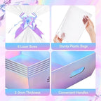 AFOROEOA 6PACK Laser Baskets for Gifts Empty, 12x10x4” Holographic Iridescent Gift Basket Kit with 6 Bows & 6 Bags - Kraft Empty Gift Baskets for Christmas, Weddings, Birthdays, Holiday Gifting Hampers - Image 5