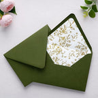 PONATIA A7 Euro Flap Gold Foil Liner Envelopes, Olive Green 5x7 Envelopes - Image 3