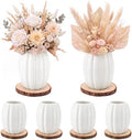 Rtteri 6 Set 5.12" Ceramic Pumpkin Vase with Wood Slices Glazed Fall Flower Pots for Autumn Home Decor Smooth Pottery Planter Pack for Thanksgiving Tabletop Decoration Housewarming Gifts(White) by Rtteri