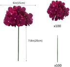 WEISPARK 100PCS Artificial Hydrangea Flowers, Fake Flowers Silk Hydrangea Full Flowers Heads with Stems for Wedding Home Party Shop Baby Shower Decor (Fuchsia) - Image 2