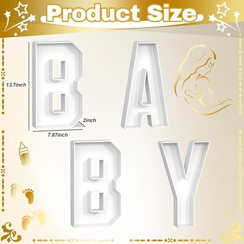 BABY Charcuterie Board Letters Fillable, BABY Cardboard Letters for Charcuterie, White BABY Letters for Baby Shower Gender Reveal Birthday Decoration, BABY Letter Tray for Food Chocolate Cupcake Candy - Image 3