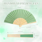 Blulu 40 Pcs Green Hand Fans Bulk Folding Bamboo Silk Foldable Handheld Fan for Women DIY Line Dance Clapping Popping Wedding Bridal Shower Baby Shower Birthday Party Favors Gift Decoration - Image 3