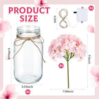 6 Sets Hydrangea Mason Jar Centerpiece with LED Lights for Wedding - Image 2