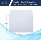 MOS White Greeting Card Envelopes A6 (4.75 x 6.5 Inch) 500 Pack, Self-Seal Heavyweight for 4.5 x 6.25 Cards, 4x6 Photos, Wedding Invitations, Thank You Cards, Announcements - Image 2