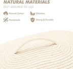 Sea Team Oval Storage Basket, Woven Cotton Rope Basket with Lid, Cream - Image 3