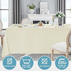 VidaFete 6 Pack 90 * 132inch Ivory Rectangle Tablecloth for 6ft Tables - Image 4