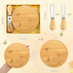 Ziliny 4 Set Baby Shower Prizes, Honey Bee Cheese Board Gifts, Round - Image 2