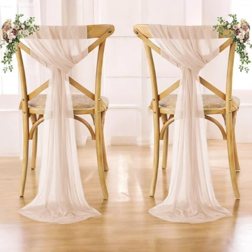 MDS Pack of 25 Chiffon Chair Sashes for Wedding & Event Décor - Nude - Image 6