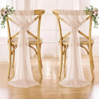 MDS Pack of 75 Chiffon Chair Sashes for Wedding & Event Décor - Nude - Image 6