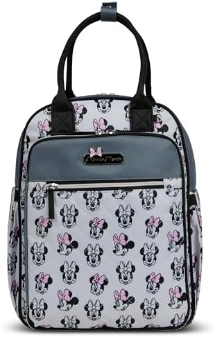 Disney Diaper Bag Backpack with Changing Pad Minnie Mouse – 16” Nylon Baby Bag for Parents, Insulated Bottle Holders, Multiple Storage Pockets - Image 2