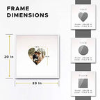 20x20 Square White Autograph & Signature Picture Frame With Yellow Heart Opening Photo Mat for 8x8 Pictures Wooden Picture Frames - Birthday, Baby Shower, Memorial Signing Board, Matted Frame - Image 3