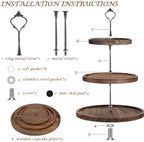 Wooden 3 Tier Cupcake Dessert Table Display Stand with Swing, Larger - Image 3