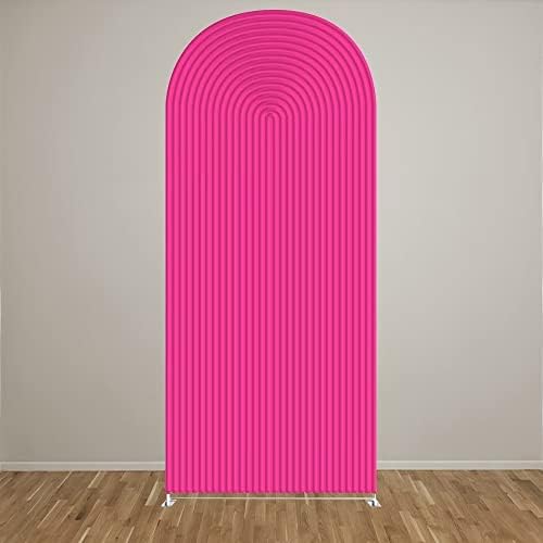 HUAYI Fuchsia Rosy Ripples Pattern Arch Backdrop Cover for Birthday Party Wedding Baby Shower Decorations Chiara Backdrops Arched Wall Frame Stands Covers Props GP-458 3ft * 6ft - Image 2
