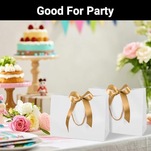 EUSOAR White Gift Bags, 50pcs 12.5"x4.5"x11" White Party Favor Bags with Handle, Shopping Wedding Party Favor Paper Bags Gift Treat Bags Bulk for Wedding Baby Shower Guests Bridal - Image 6