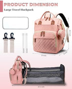 Diaper Bag with Changing Station, Waterproof 3 in 1 Diaper Backpack with Foldable Changing Pad, Large Travel Backpack for Mom & Dad, Baby Gift for Girl & Boy,Pink - Image 4