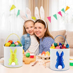 Honeydak 6 PCS Kids Basket, Colorful Sequined Bunny Canvas Bags - Image 6