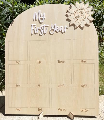 First Year Milestone Photo Board – My First Year Picture Frame, One Year Of Photo Board, Monthly Photo Display for 1st Birthday Party, Baby Room & Nursery Decor Baby Keepsake Gift - Image 2