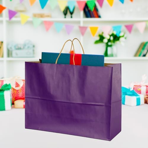 BLEWINDZ 70Pcs Large Paper Bags with Handles, 16x6x12 Inches Purple Paper Shopping Bags for Small Business, Large Kraft Gift Bag Bulk for Grocery Mechandise Retail - Image 5