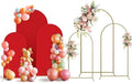 Arch Backdrop Stand and Cover Set, 3 Metal Balloon Arch Backdrop 4ft 5ft 6ft, Gold Arched Stand Frame for Wedding, Parties,Birthday, Backdrop Decorations (Red,4ft+5ft+6ft) by Holldoor