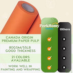PerkHomy 24" x 2,400" (200') OrangeRed Kraft Paper Roll for Craft Bulletin Board Paper Art Table Covering Crafting Gift Wrapping Bouquet Packing Parcel 80GSM 55LB (OrangeRed, 24" x 200') - Image 3