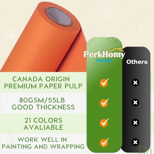 PerkHomy 24" x 2,400" (200') OrangeRed Kraft Paper Roll for Craft Bulletin Board Paper Art Table Covering Crafting Gift Wrapping Bouquet Packing Parcel 80GSM 55LB (OrangeRed, 24" x 200') - Image 3