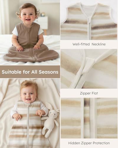 Yoofoss Baby Sleep Sack 12-18 Month 0.5TOG 100% Organic Cotton 2-Way Zipper - Image 4
