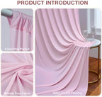 10ftx10ft Wrinkle Free Light Pink Backdrop Curtains for Parties, Silky Polyester Photo Backdrop Drapes 2 Panels 5x10ft Back Drop Cloth for Wedding Birthday Baby Shower Photography Background - Image 2